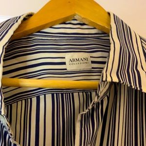 Armani blue and white strip silk shirt L - PRICE FIRM